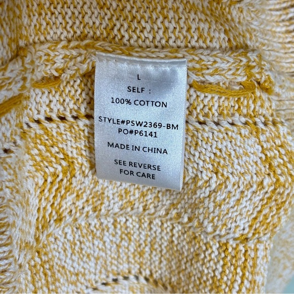 Böhme Short Sleeve Cable Knit Crew Neck Sweater-Butter Yellow-Cotton-Women Large - Picture 6 of 6